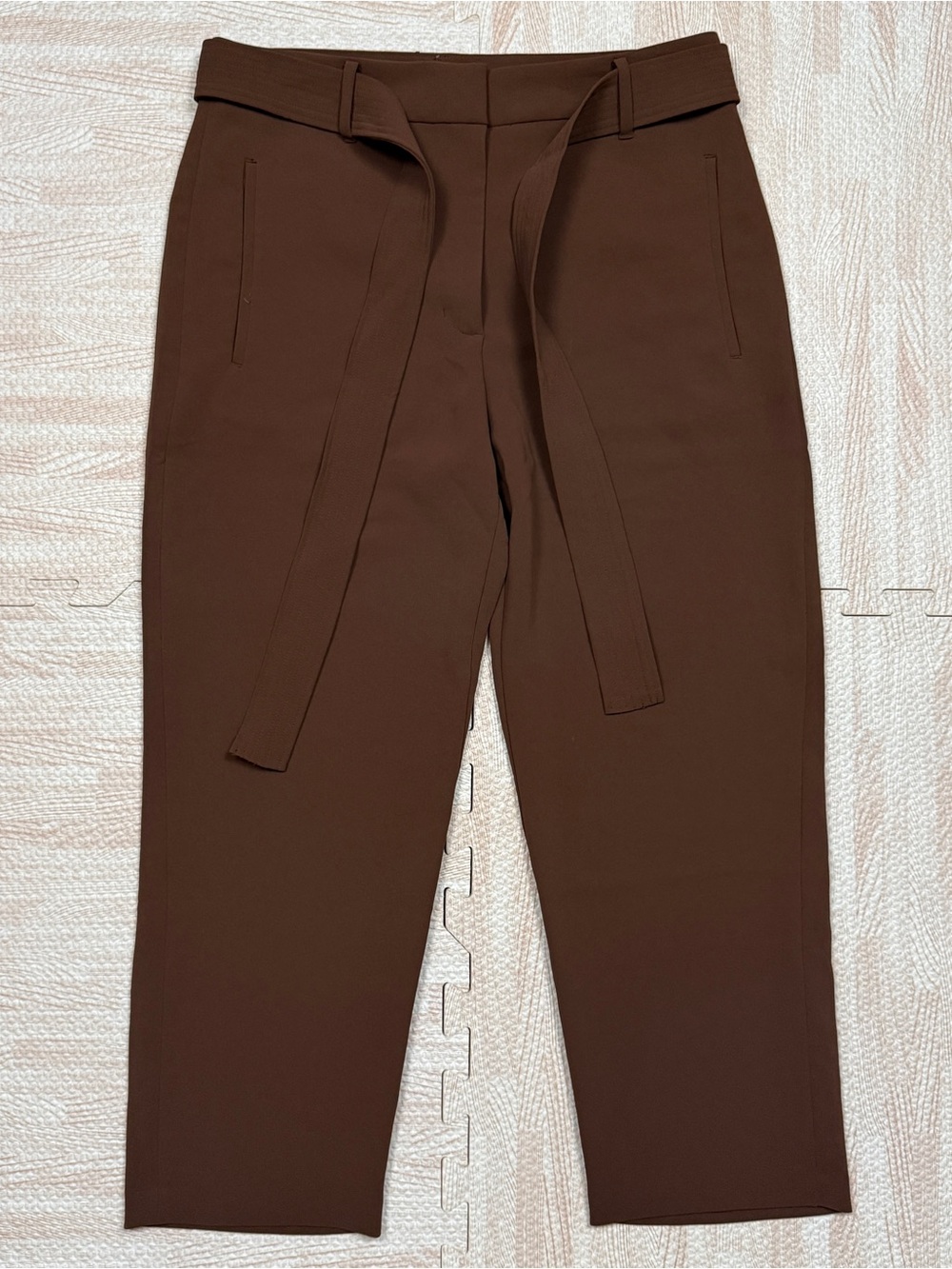 Wilfred Aritzia Tie Front High Waisted Belted Pants Crepe Brown Size 14(34)